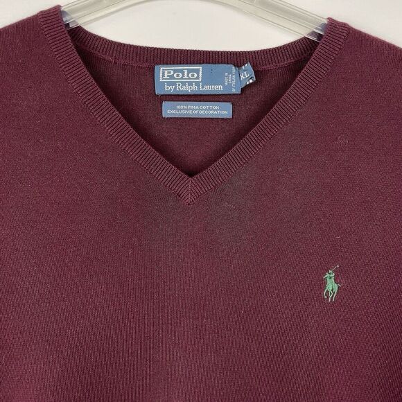 Vtg Ralph Lauren Polo V-Neck Sweater Vest Mens XL Burgundy Preppy Old Money Golf - Picture 4 of 6